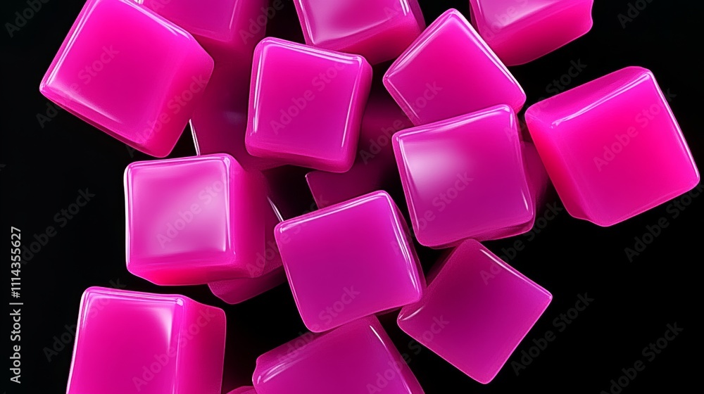 Aufkleber bunch of pink cubes are shown in a black background. the cubes are arranged in a way that they look 