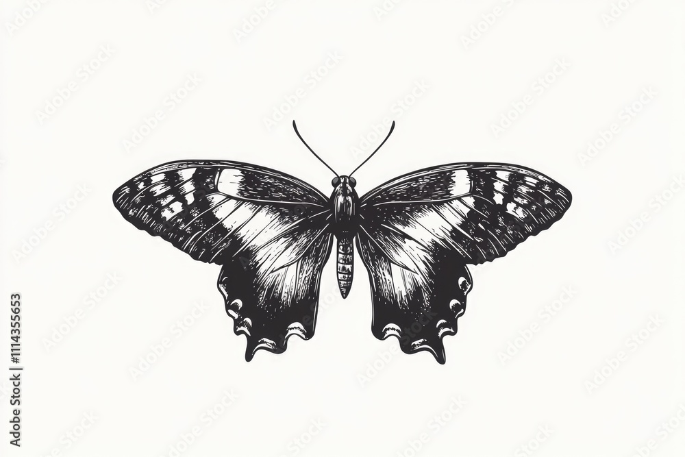 Poster a simple illustration of a butterfly with intricate details