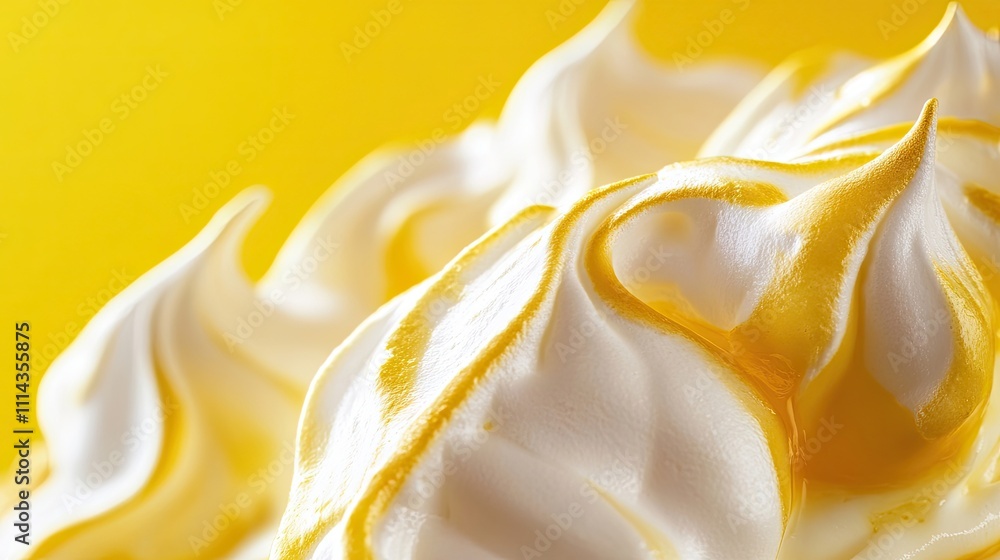Poster close-up of a vibrant and delightful lemon meringue tart dessert emphasizing its sweetness and color