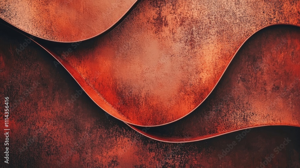 Poster red bronze background in an asymmetric and minimalist style, ideal for creating a unique greeting ca