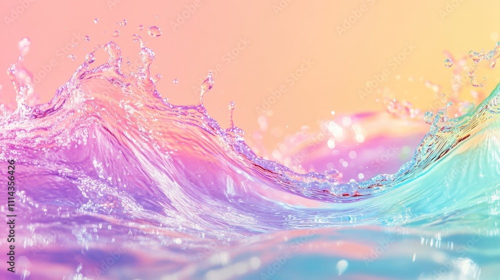 Poster vivid rainbow water splash creates an aesthetic backdrop, forming a colorful abstract art piece that