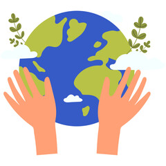 Happy earth day.International hands holding globe.Earth day concept.