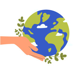 Happy earth day.International hands holding globe.Earth day concept.