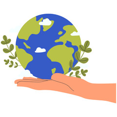 Happy earth day.International hands holding globe.Earth day concept.