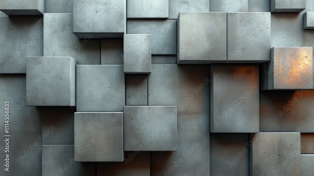 Poster wall made of gray blocks with a light shining on it. the wall is made of gray blocks and has a light