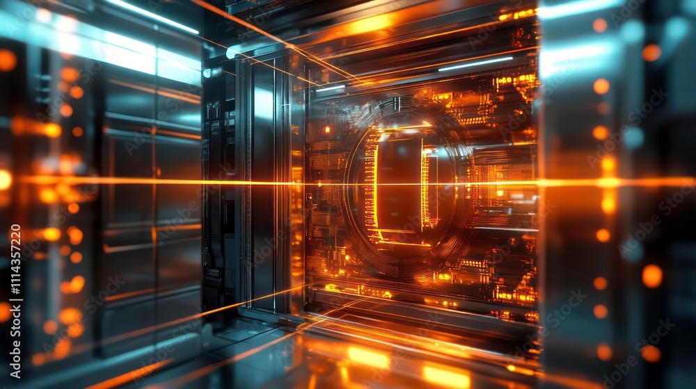 Poster a digital vault with cryptocurrency coins safely stored inside, surrounded by glowing security lines