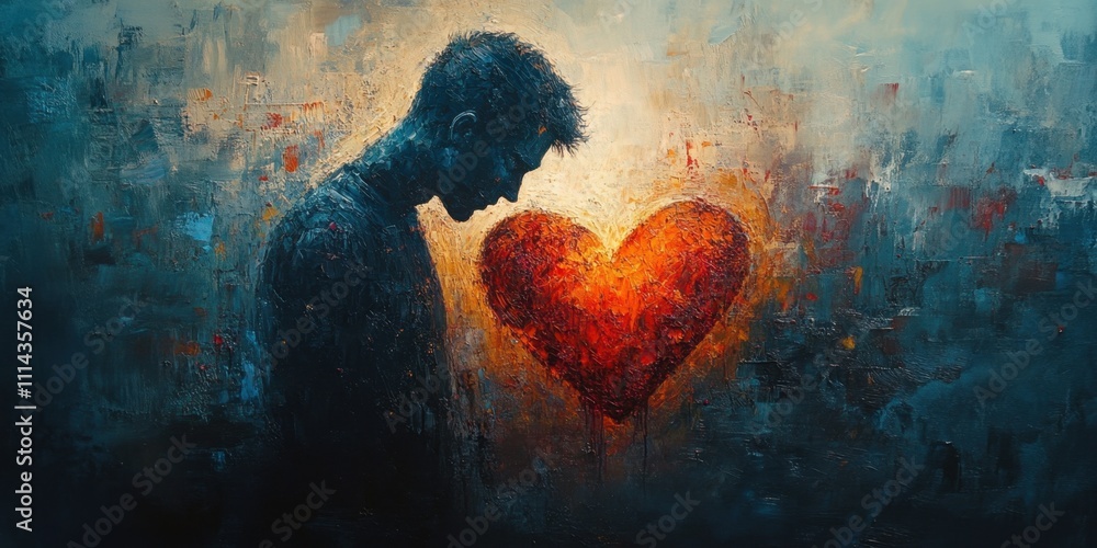 Poster heartfelt emotions blend with abstract art in a captivating display of love and introspection