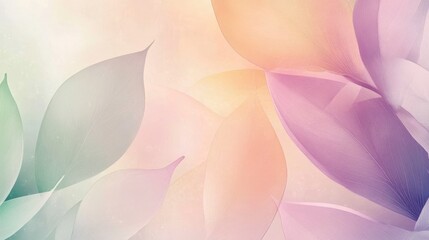 Pastel Floral Leaves Abstract Background - Soft, Dreamy Design