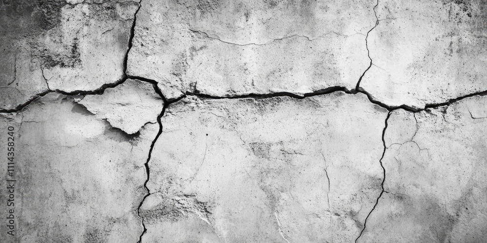 Poster background featuring a weathered concrete wall that displays visible cracks, highlighting its aged c