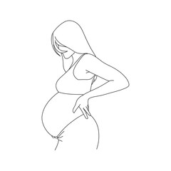 Pregnant woman baby bump isolated on white background