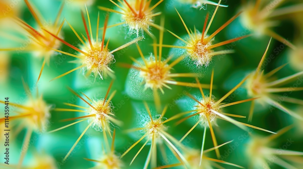 Poster close-up of an artificial cactus, highlighting intricate details and textures of the cactus design. 
