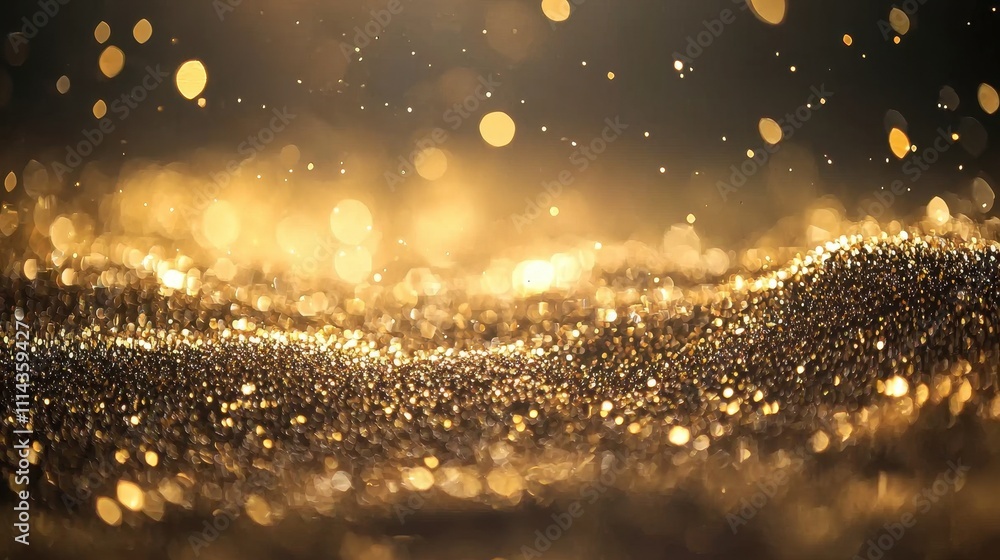 Poster soft golden background with illuminated deep texture and bokeh effect in warm hue