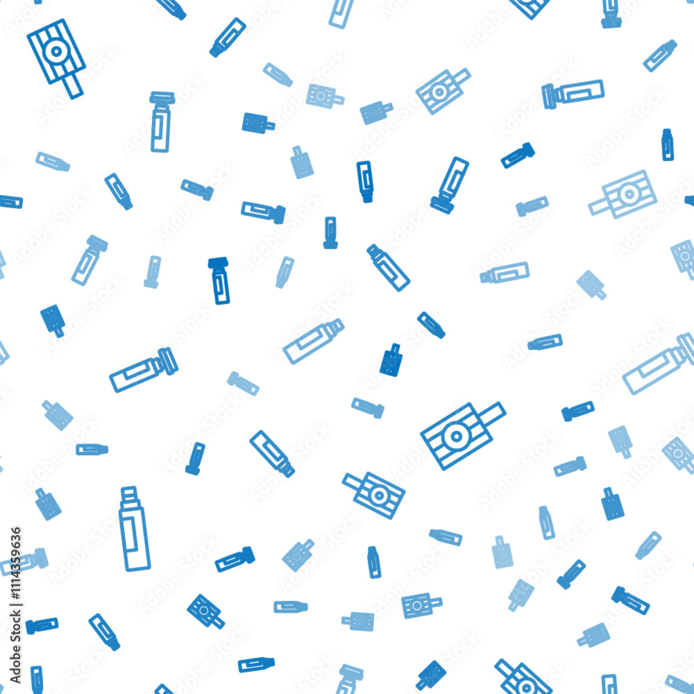 Poster set line marker pen, spray can nozzle cap and on seamless pattern. vector
