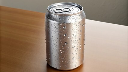 A stylish can with a glossy texture effectively preventing condensation and ensuring a dry grip.