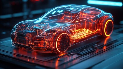Transparent Electric Car Illustration