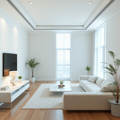Fototapeta premium Interior of modern living room panorama 3d rendering