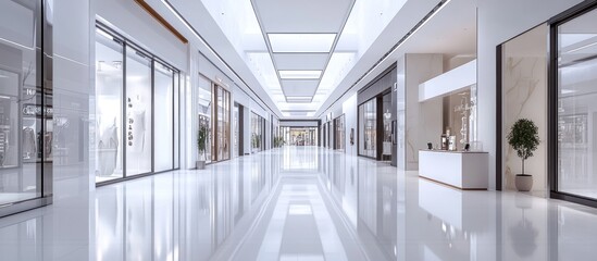 Modern Shopping Mall Interior with Bright Lights and Shiny Floors