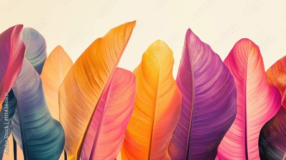 Poster vibrant tropical leaves create a striking contrast against a white background, adding a touch of col