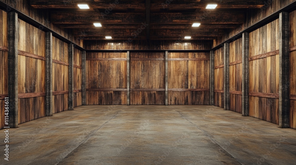 Poster very large and unusual unit in a warehouse displaying wooden interior elements, creating a unique at