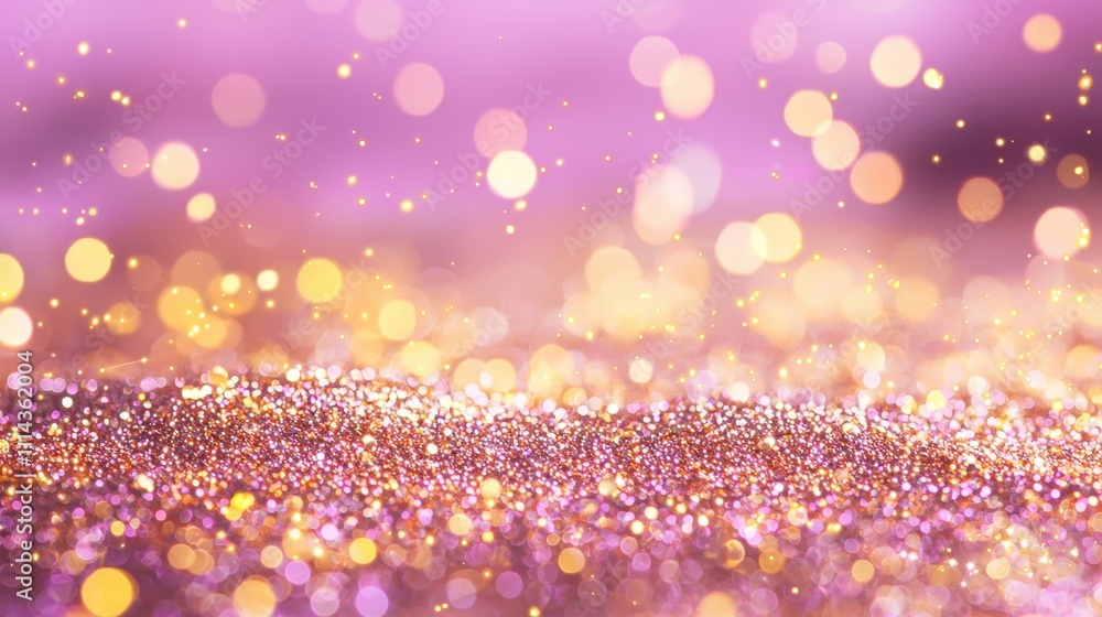 Poster soft illuminated rose gold background with glittery bokeh effect for creative projects