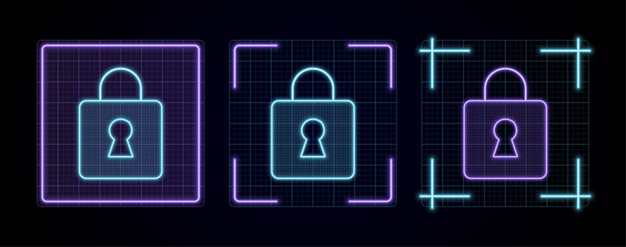 Padock con illustration, cyber neon visual, glowing border grid vector.