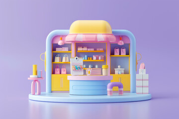 Fototapeta premium 3d concept of web and mobile integrated ecommerce store