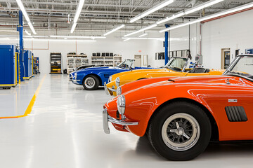 Fototapeta premium Automotive paint surface refinishing, precision metallic detailing