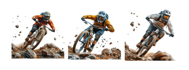 Mountain Biker in Action on Rocky Terrain