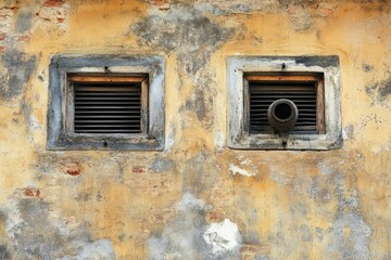 A pair of windows on a wall, possibly in an office or home setting
