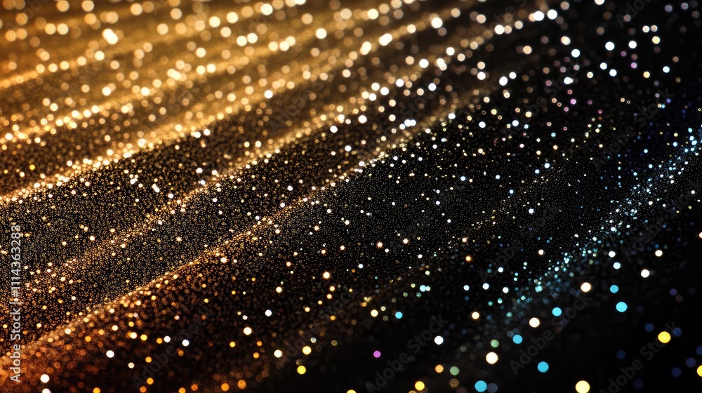 Poster a pixelated overlay texture with shimmering, glimmering dots in a rich gradient, giving a dynamic an