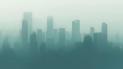 Obraz premium A Modern Urban Skyline Obscured by Fog Capturing the Mystique of City Life
