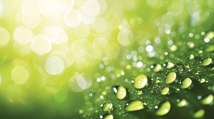 Fototapeta premium A vibrant image capturing inspiration, focusing on a green background adorned with water droplets. This composition invites creativity and offers ample copy space for your project.