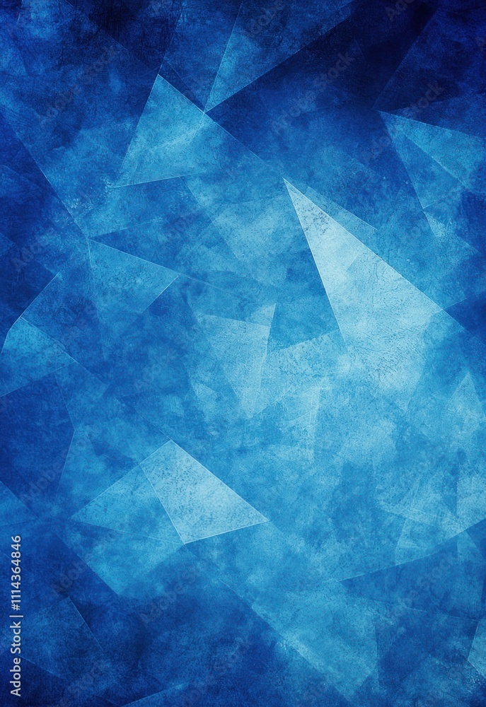 Poster a textured blue abstract background with geometric patterns and contrasting shades of blue.