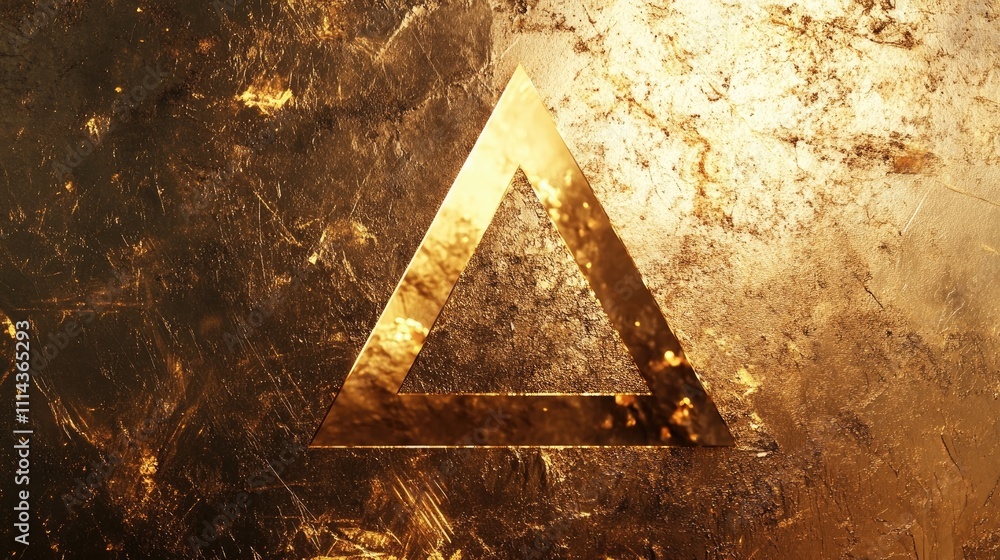 Poster abstract background with a gold triangle shape crafted from crystal elements, providing a luxurious 