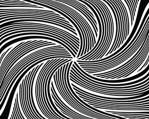 Black and white abstract rotated lines.vortex form. Geometric art. Design element. Digital image with a psychedelic stripes.Design element for prints, web, template