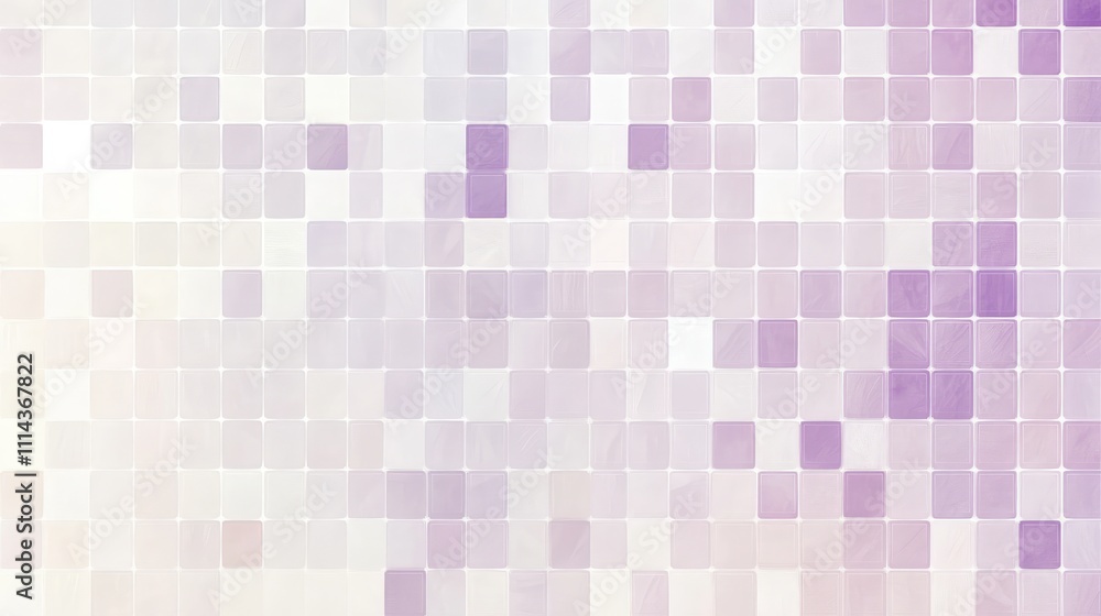 Poster a serene muted pixel grid with small blocks of soft lavender and light gray, offering a quiet and un