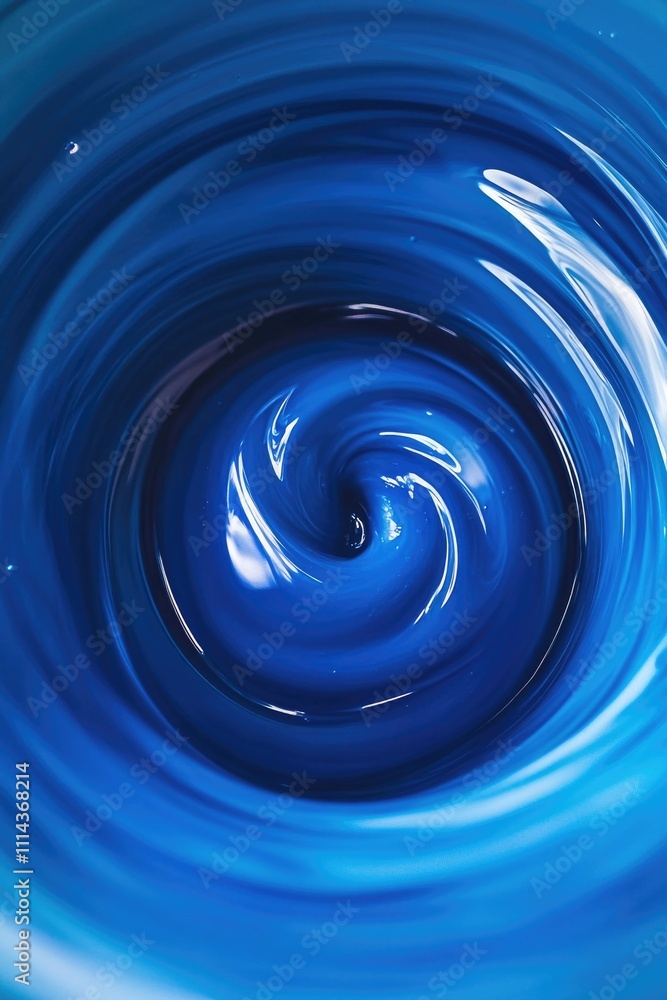 Poster Close-up shot of a blue swirl in the water, suitable for use as a background or design element