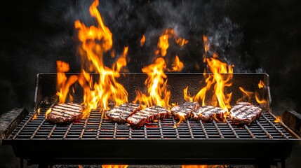 Grilling delicious steaks over an open flame, creating a perfect smoky flavor and charred crust, ideal for outdoor barbecues and culinary enthusiasts seeking mouthwatering experiences.