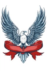 Obraz premium Eagle with Red Ribbon