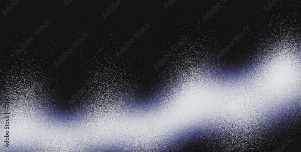 Poster a web banner with an abstract design, featuring a dark gradient background in blue, purple, and blac