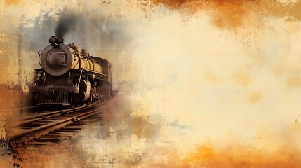 An antique steam locomotive chugging along on vintage tracks, evoking nostalgia and travel history.