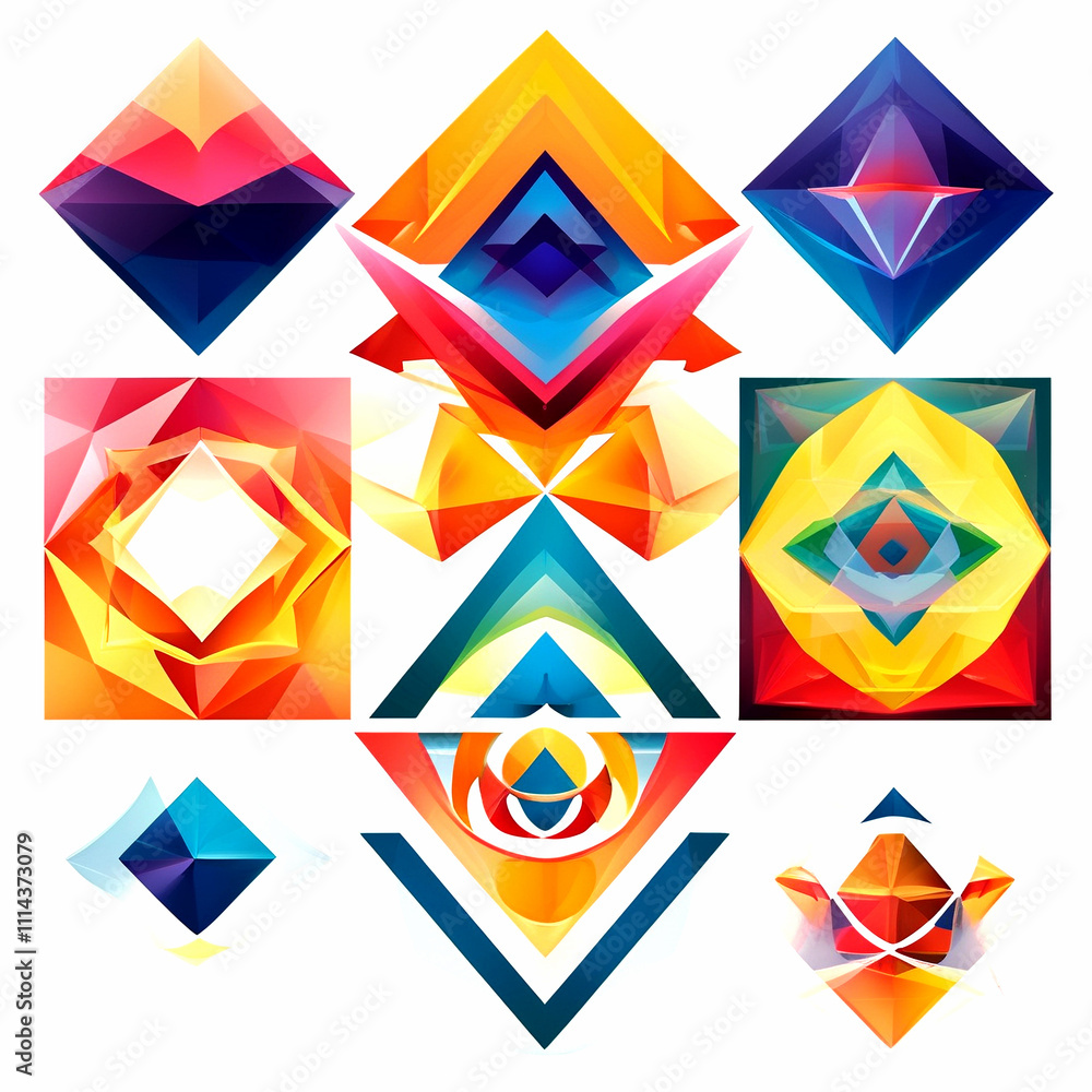 Poster vibrant geometric patterns in bold colors create a mesmerizing visual experience