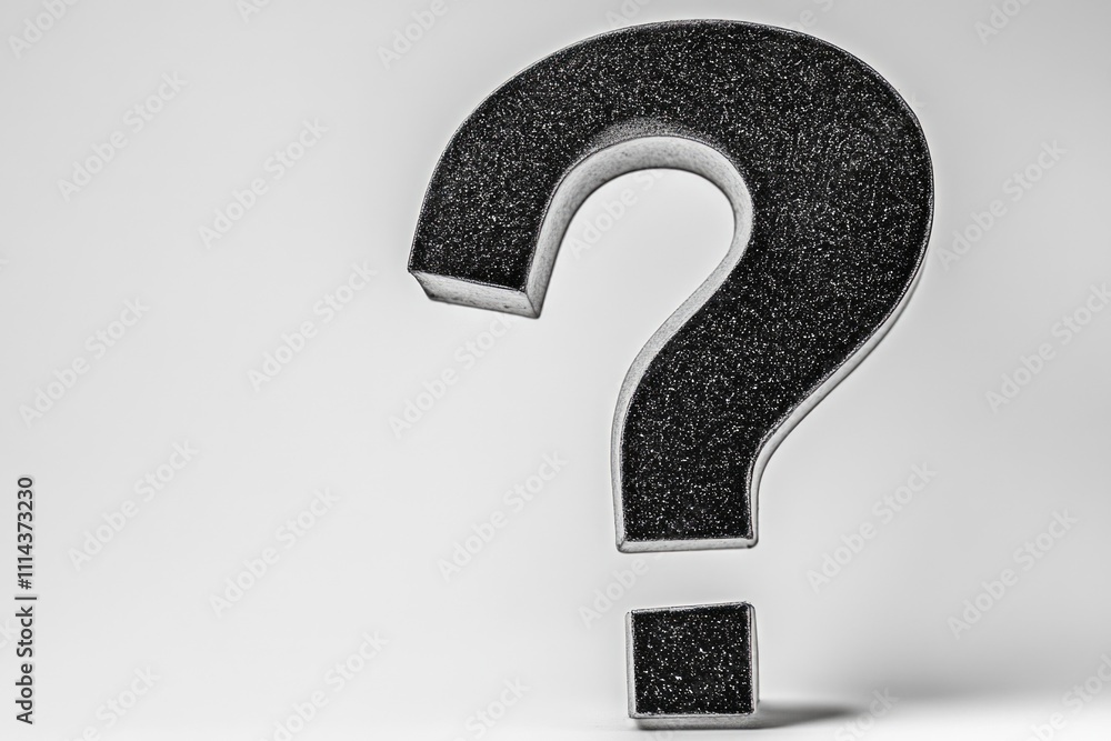 Poster a simple yet thought-provoking image of a black and white question mark