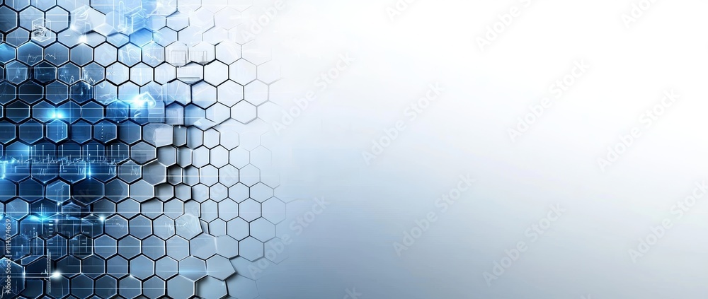 Poster Medical icons featuring geometric hexagons create a background for a medicine and science concept.