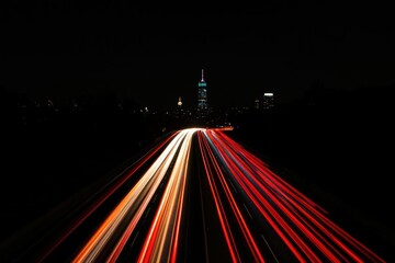 Night Cityscape Highway Light Trails City Lights