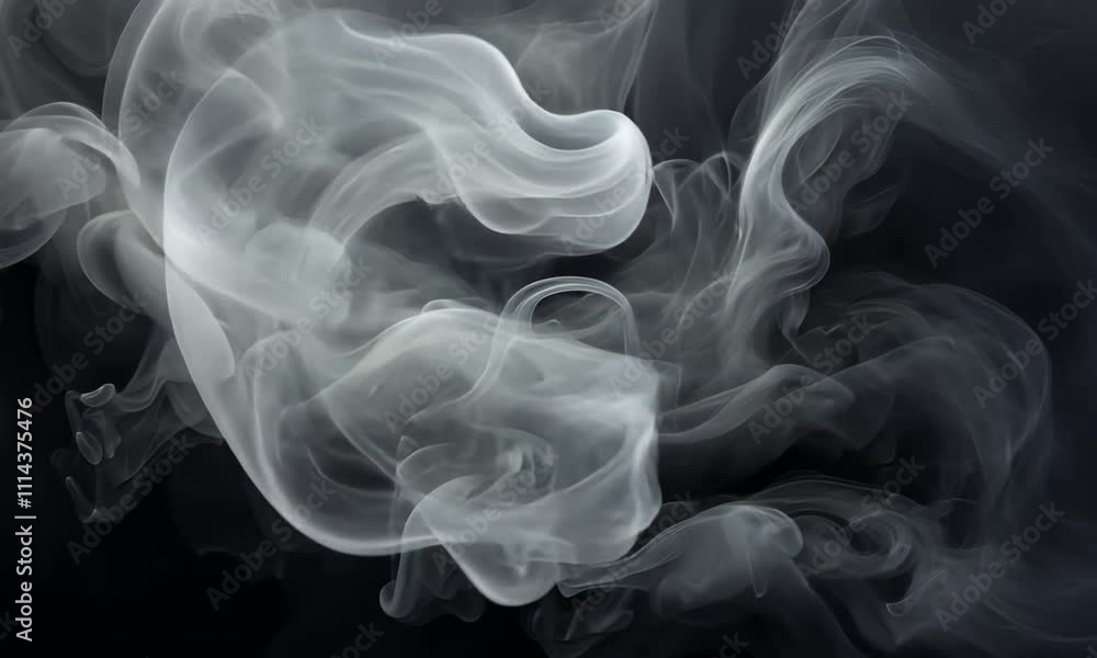 Poster dancing wisps of smoke create mesmerizing patterns in dim light