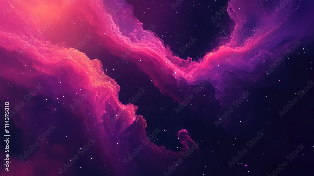 Aufkleber a smooth gradient pixel art of a glowing nebula, with colors flowing from bright pinks to deep purpl