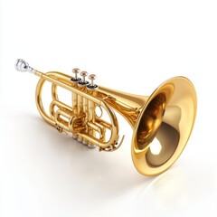 Obraz premium A classic brass horn isolated on a clean white background