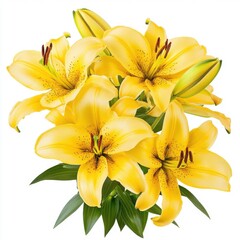 Obraz premium yellow lily flowers isolated on a clean white background