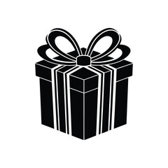 Christmas gift box silhouette icon vector illustration